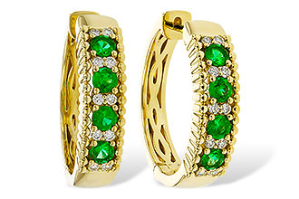 A283-90635: EARRINGS .33 TW EMERALD .45 TGW