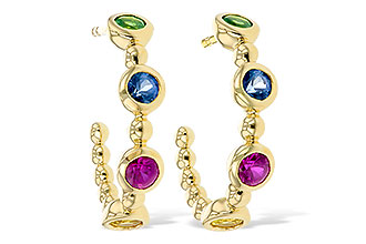 B284-73280: EARR .68 TW MULTI-COLOR SAPPH & GREEN GARNET