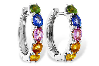C283-85117: EARRINGS 2.20 TW MULTI-COLOR SAPPHIRE