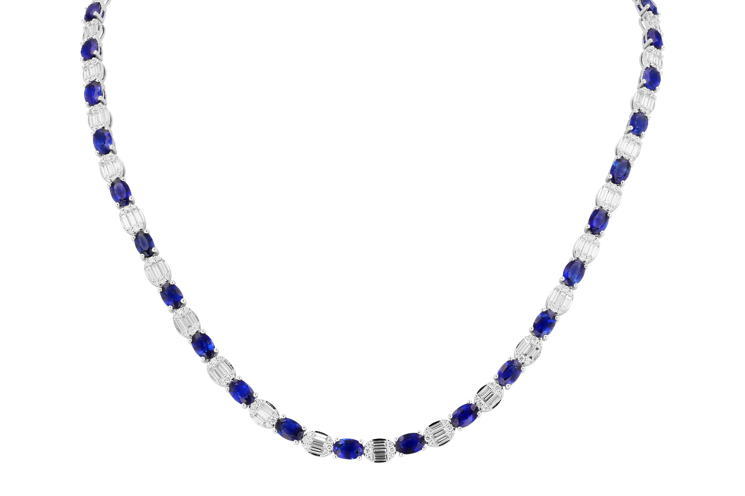 C284-75098: NECKLACE 17.68 TW SAPPHIRE 21.82 TGW (17")