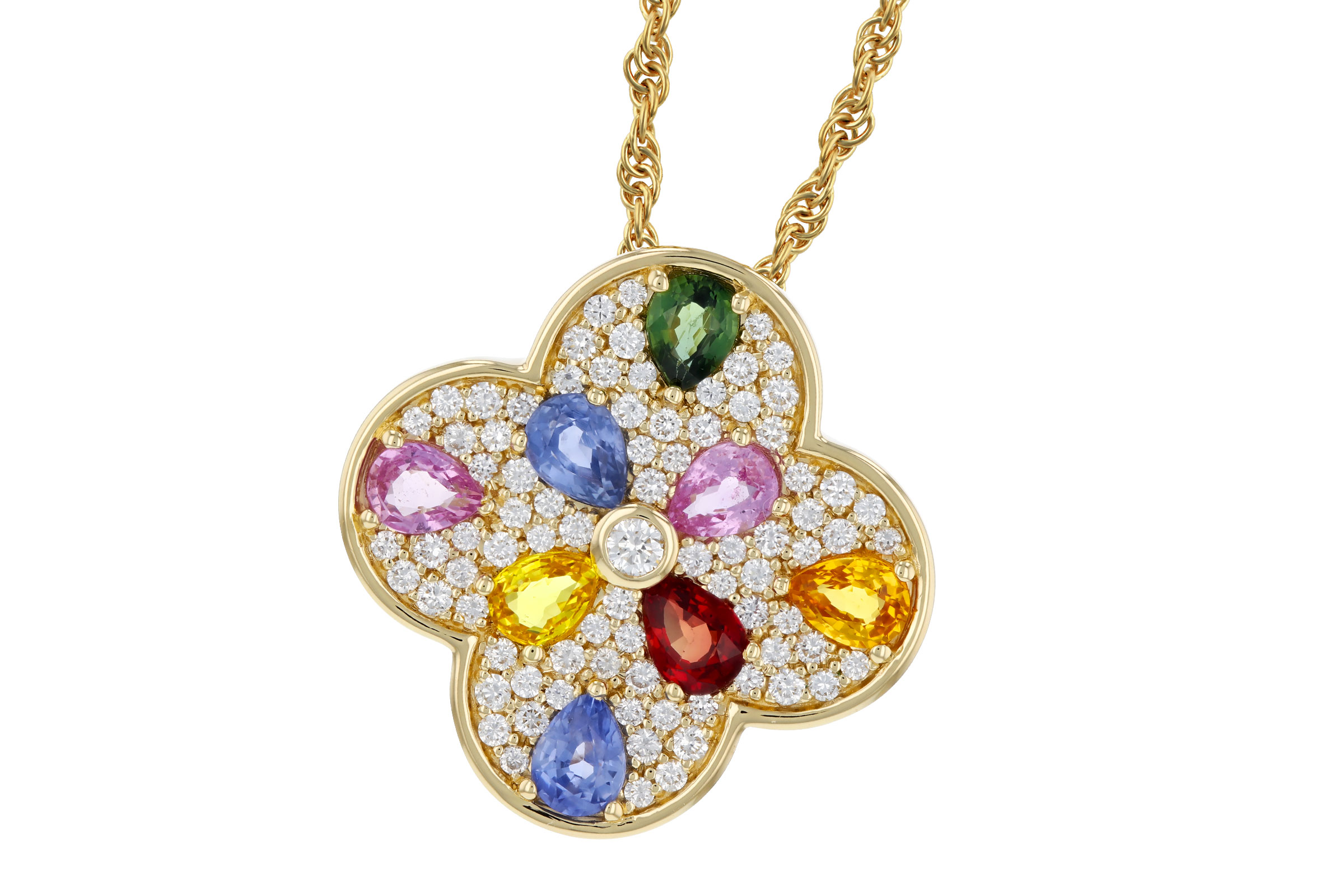 C284-76044: NECKLACE 1.40 MULTI-COLOR SAPPH 1.82 TGW