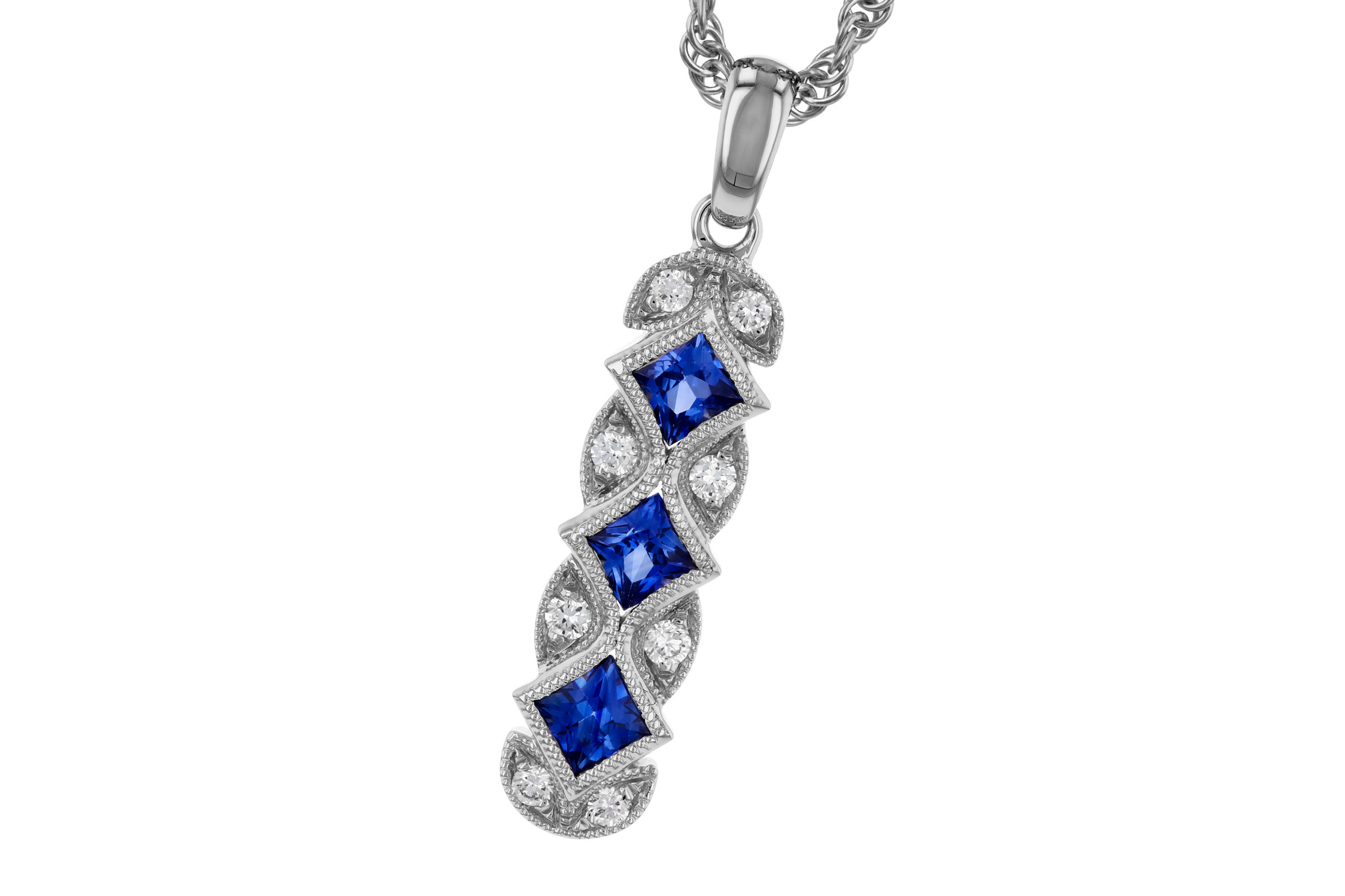 D284-75098: NECKLACE .55 TW SAPPHIRE .64 TGW