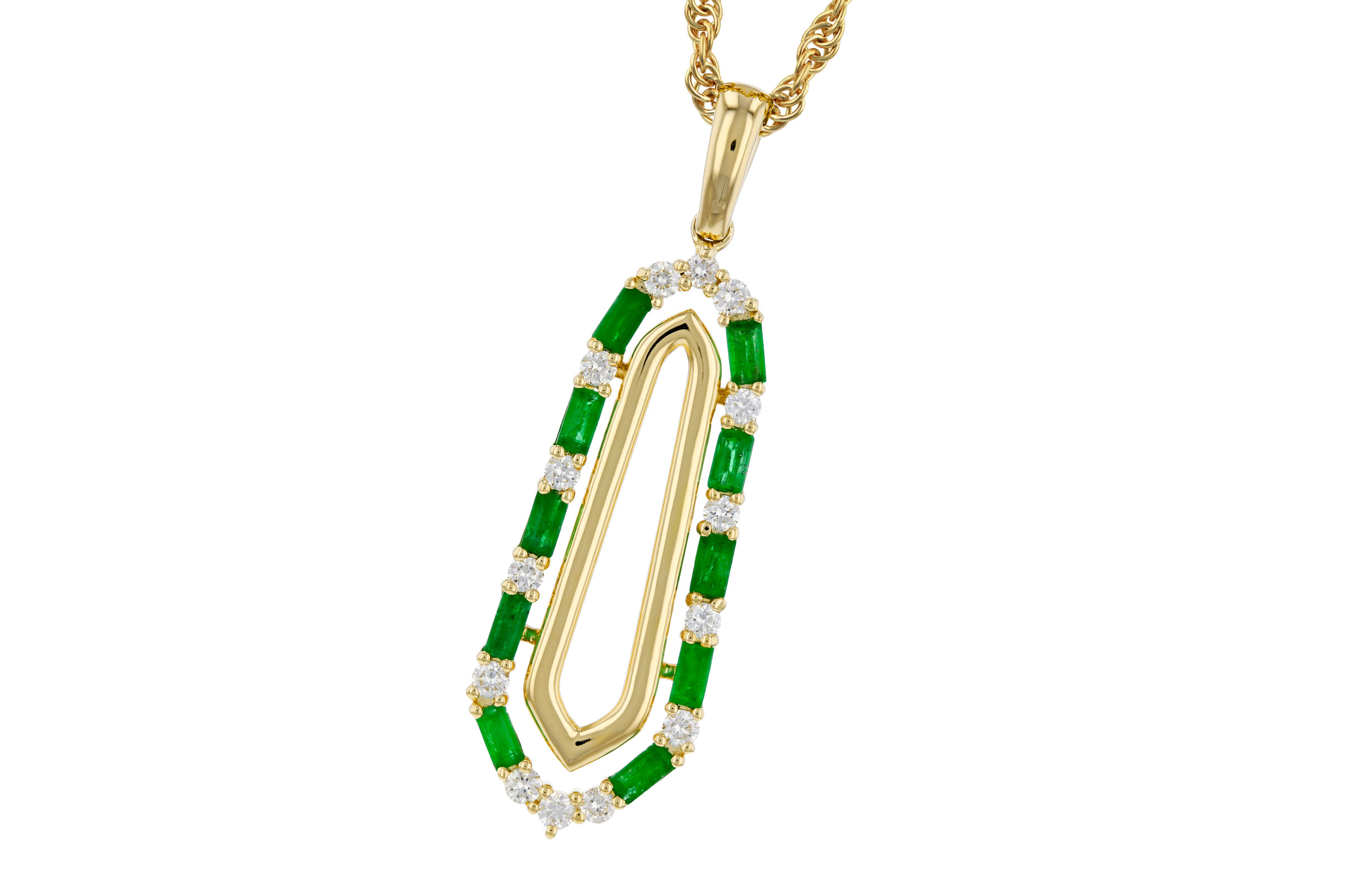 E284-76044: NECKLACE .44 TW EMERALD .64 TGW