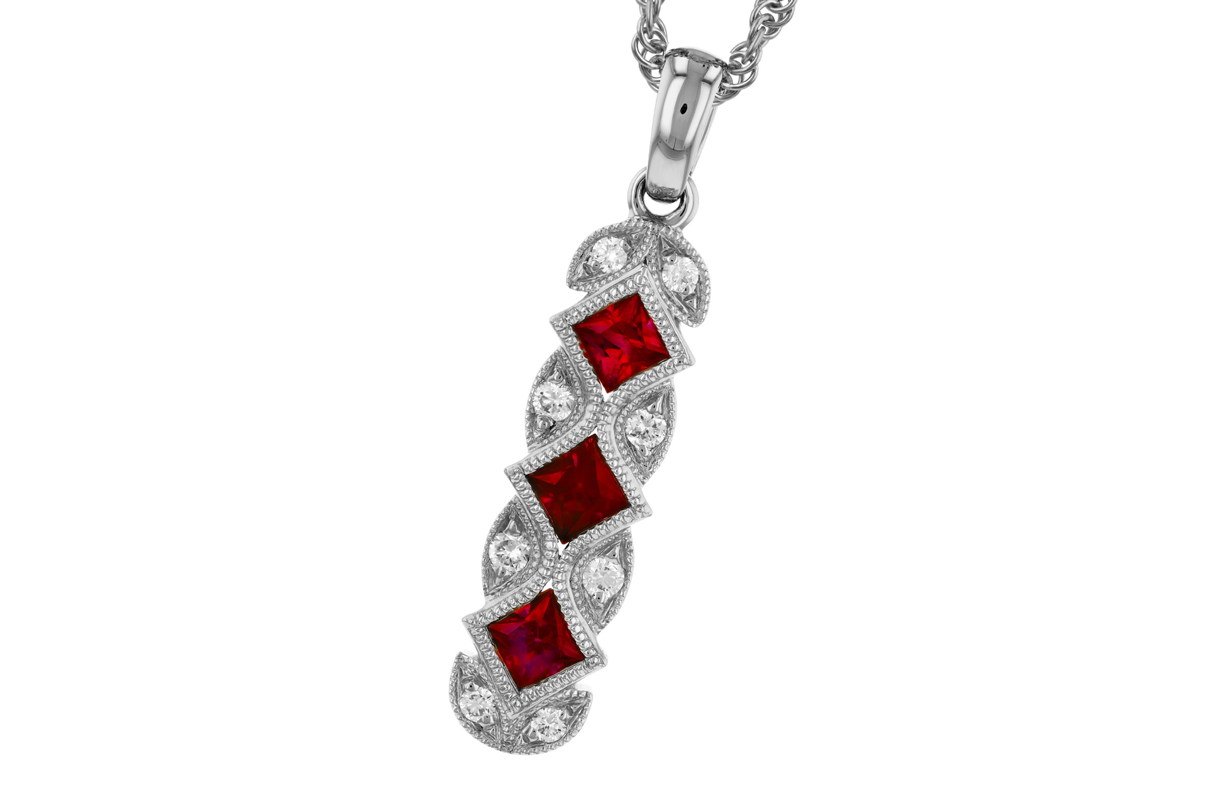 F284-74225: NECKLACE .55 TW RUBY .64 TGW