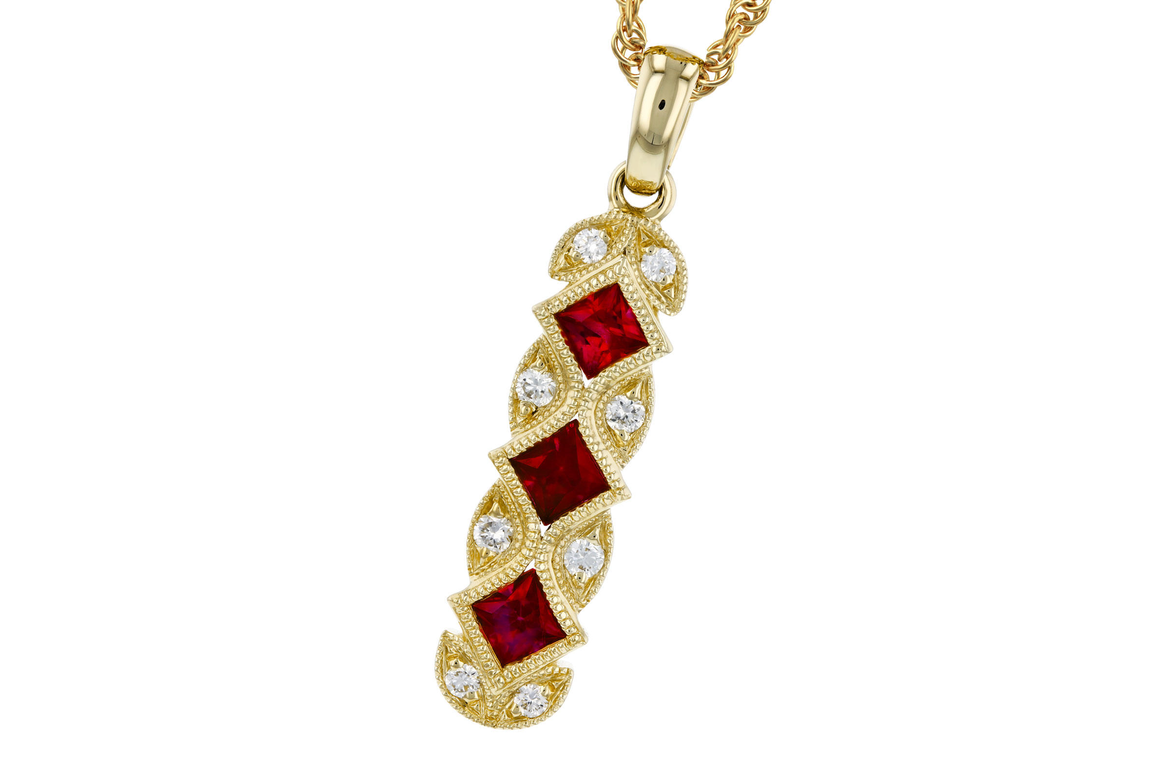 F284-74225: NECKLACE .55 TW RUBY .64 TGW