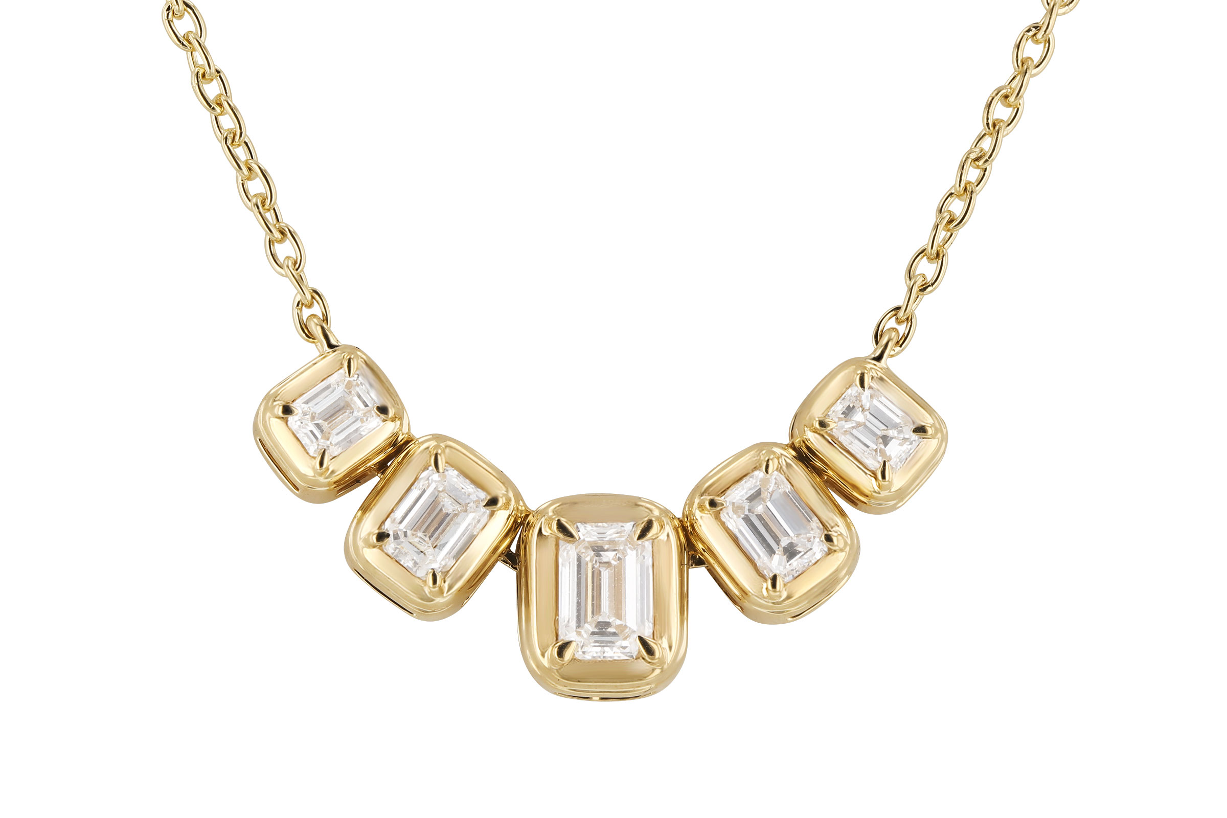 F284-76016: NECKLACE .87 TW EMERALD CUT DIA (18")