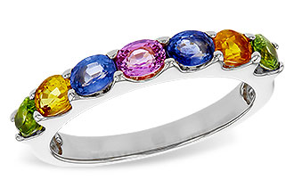 H283-85125: LDS WED RG 1.54 TW MULTI-COLOR SAPPHIRE