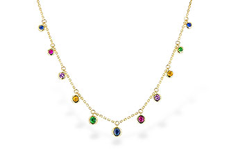 K282-97852: NECK .90 TW MULTI-COLOR SAPPH & GREEN GARNET (18")