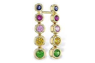 K282-99725: EARR .60 TW MULTI-COLOR SAPPH & GREEN GARNET