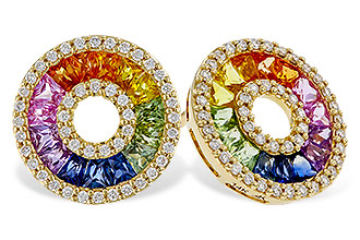 K283-85125: EARRINGS 2.10 MULTI-COLOR SAPP 2.37 TGW