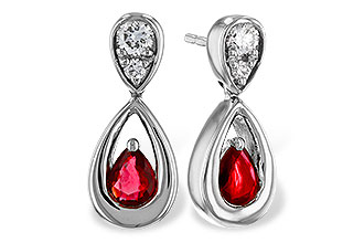 K283-85134: EARRINGS .40 RUBY .52 TGW (4x3 RUBY)