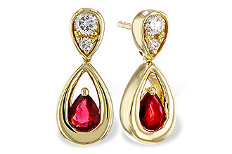 K283-85134: EARRINGS .40 RUBY .52 TGW (4x3 RUBY)