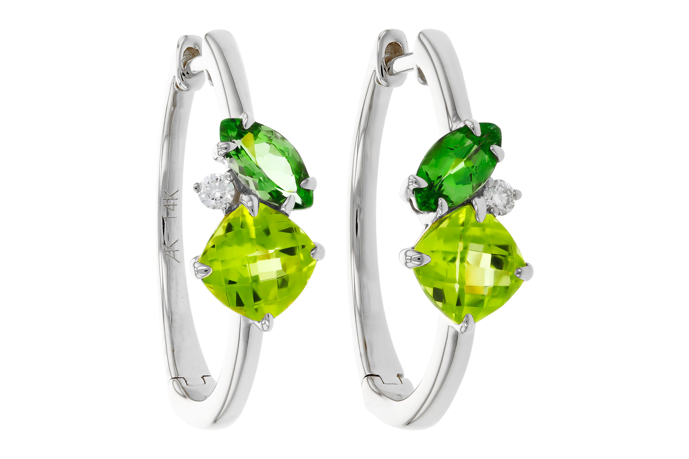 K284-75107: EARRINGS 1.69 TW SEMI-PREC (PER,TSAV) 1.73 TGW