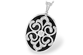 L196-62443: DIA & ONYX NECKLACE .36 TW