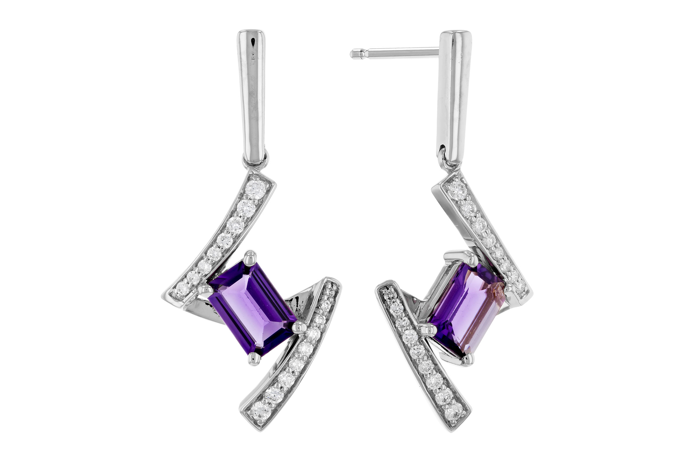 M284-76061: EARRINGS .80 TW AMETHYST .98 TGW (6x4MM AMY)